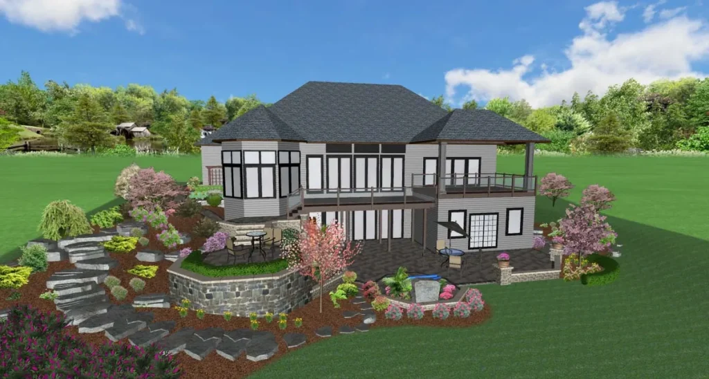 3-D design rendering of a home's landscape